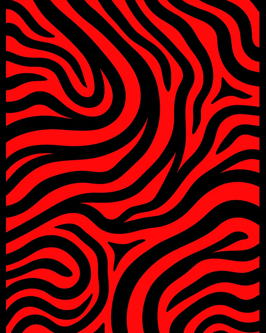 Bold Red Black Zebra Pattern Rug
