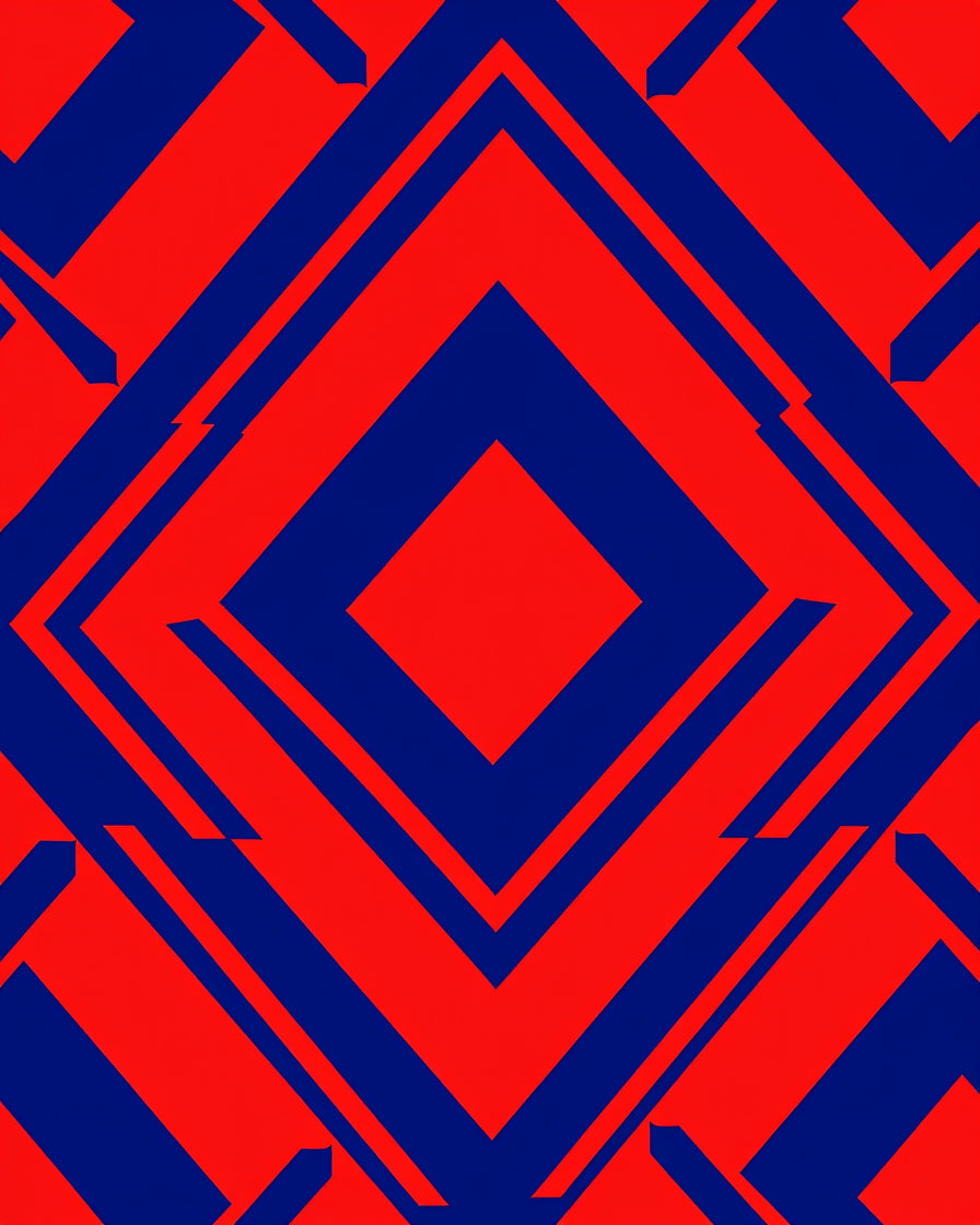 Bold Diamond Red Blue Geometric Rug