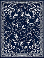 Classic Navy Floral Swirls Pattern Rug