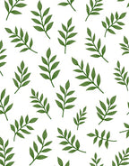 Simple Green Leaf Branch Pattern Rug