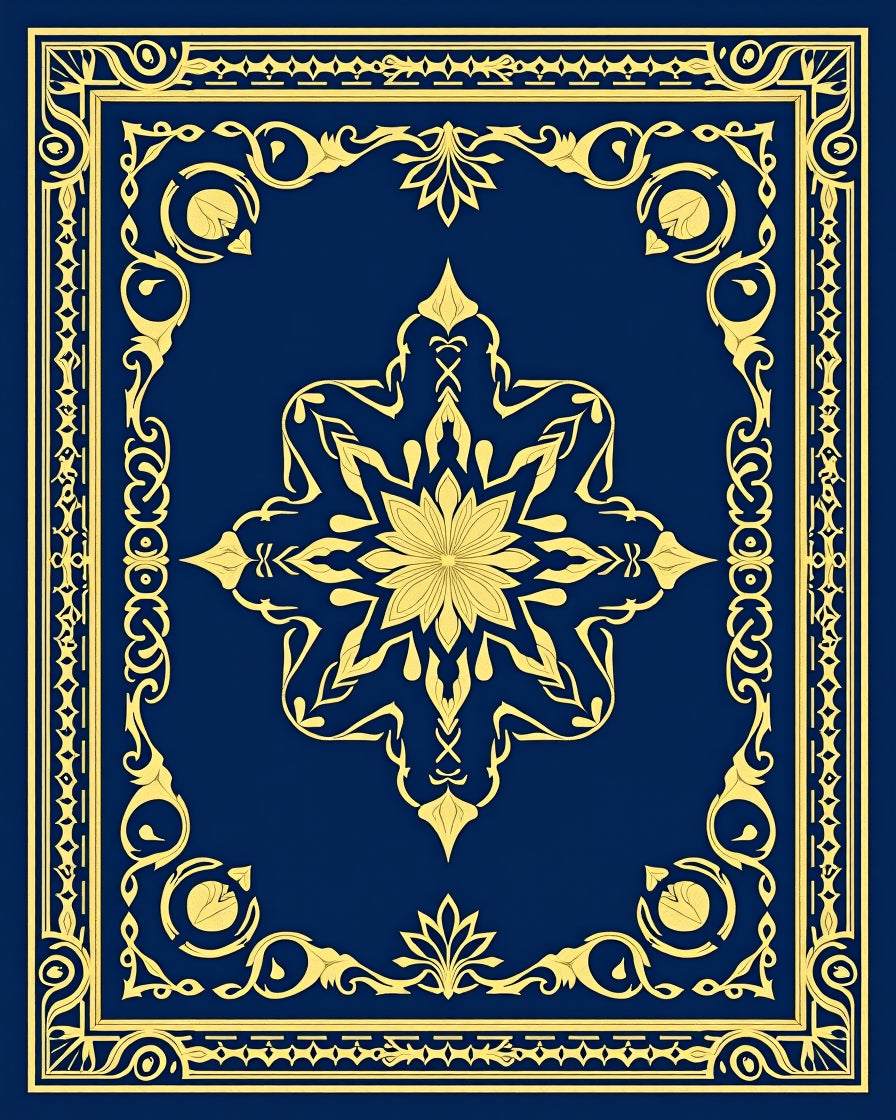 Golden Floral Medallion With Border Rug