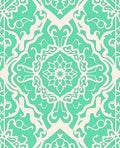 Mint And Cream Intricate Damask Rug