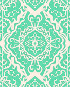 Mint And Cream Intricate Damask Rug