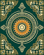 Emerald Sunburst Mandala Pattern Rug