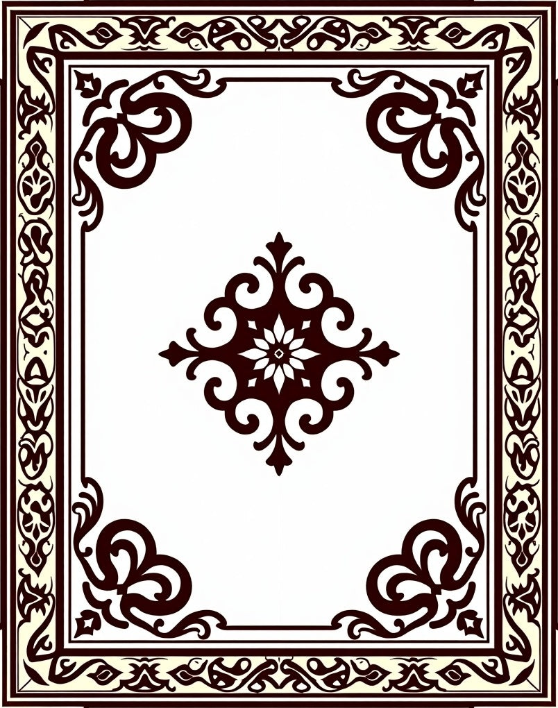 Elegant Dark Burgundy Floral Ornament Rug