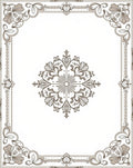 Ornate Floral Scrollwork Border Design Rug