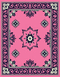 Pink Floral Geometric Mandala Pattern Rug