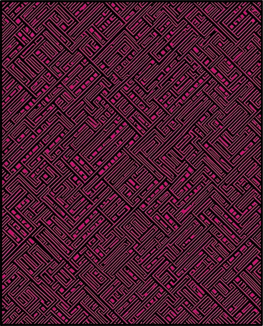 Pink Geometric Maze Pattern Rug