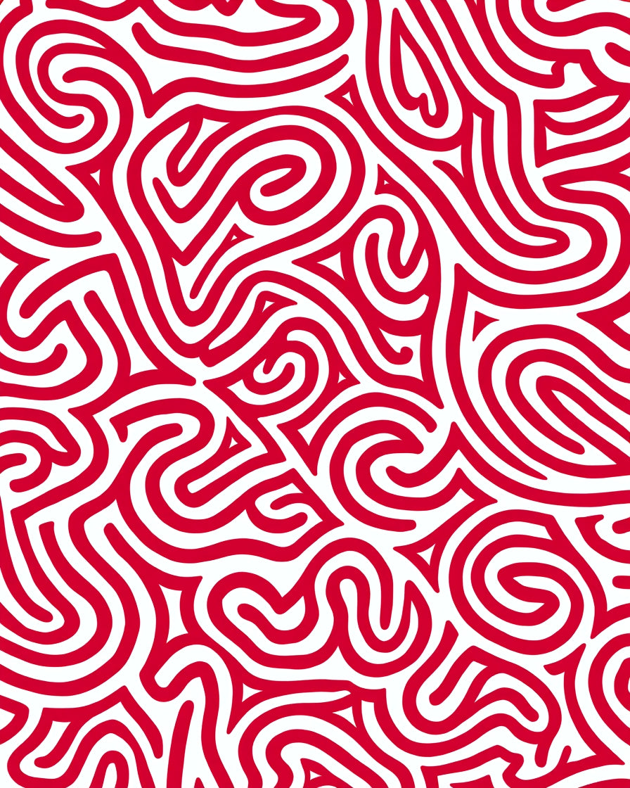 Crimson Red Labyrinth Swirl Rug