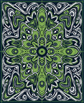 Green White Abstract Swirl Pattern Rug