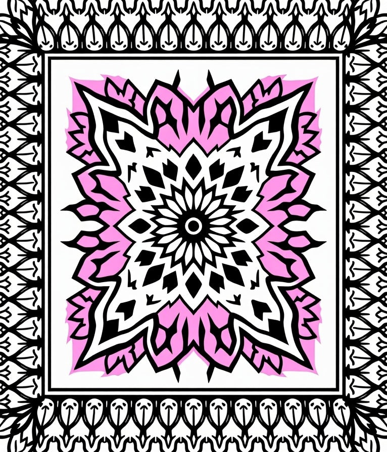 Graphic Pink Mandala Inspired Pattern Rug