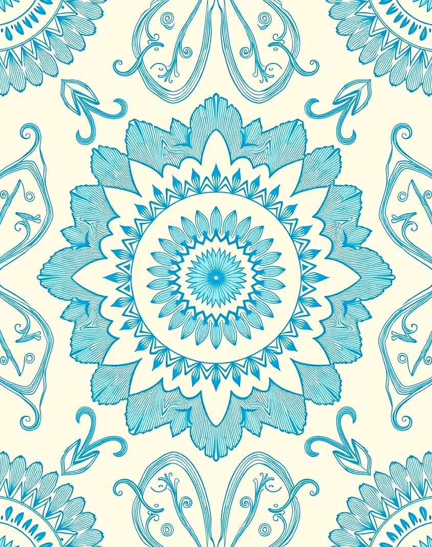 Ornate Floral Medallion Design Rug