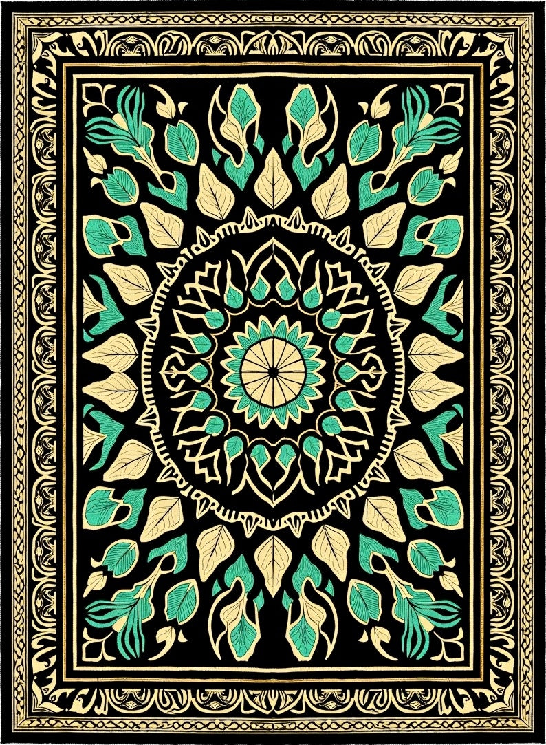 Intricate Floral Mandala Patterned Rug