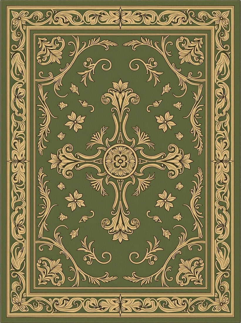 Ornate Gold Leaf Swirls Rug