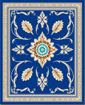 Ornate Blue Ivory Floral Motif Rug
