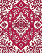 Crimson Ivory Vintage Damask Pattern Rug