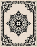 Intricate Black Floral Sunburst Design Rug