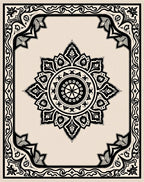 Intricate Black Floral Sunburst Design Rug