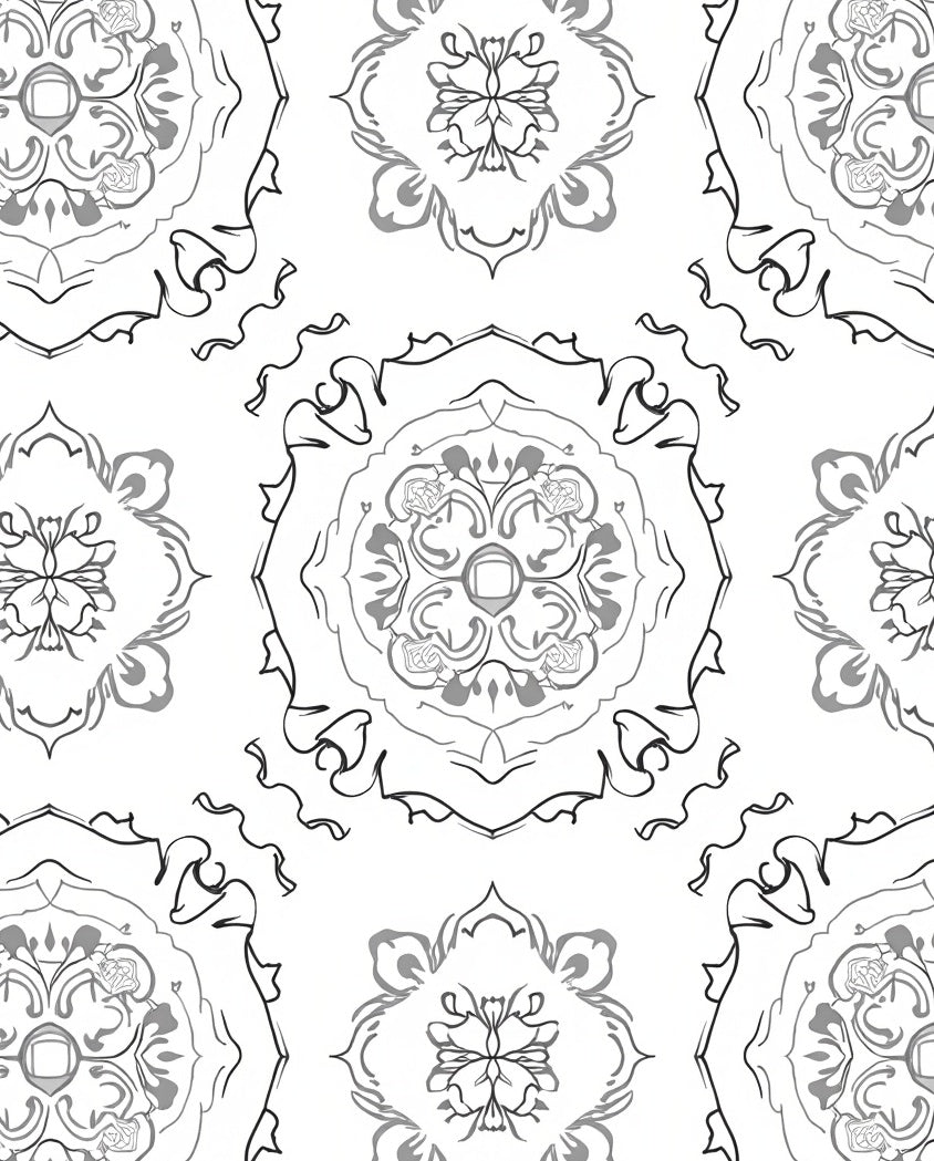 Classic Mandala Line Art Design Rug
