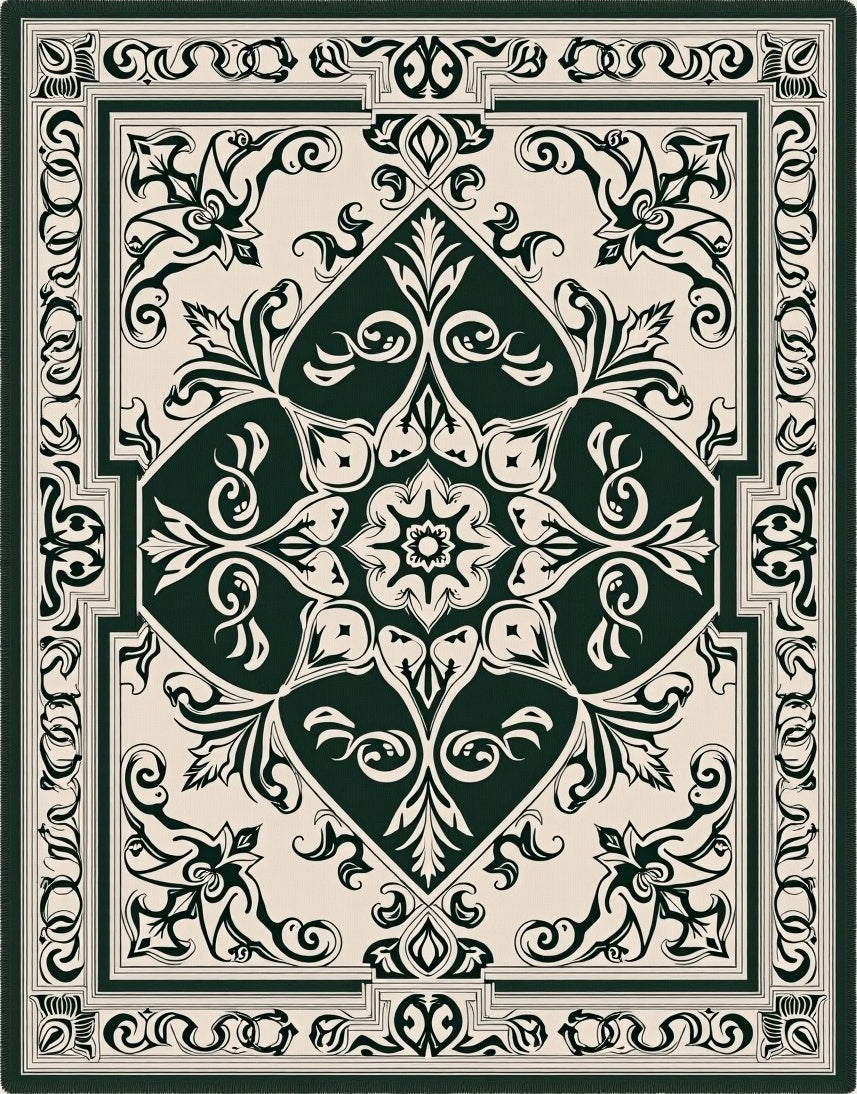 Classic Floral Scrollwork Vintage Design Rug