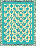 Aqua Floral Patterned Classic Rug
