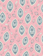 Pink And Blue Leafy Droplet Design Rug