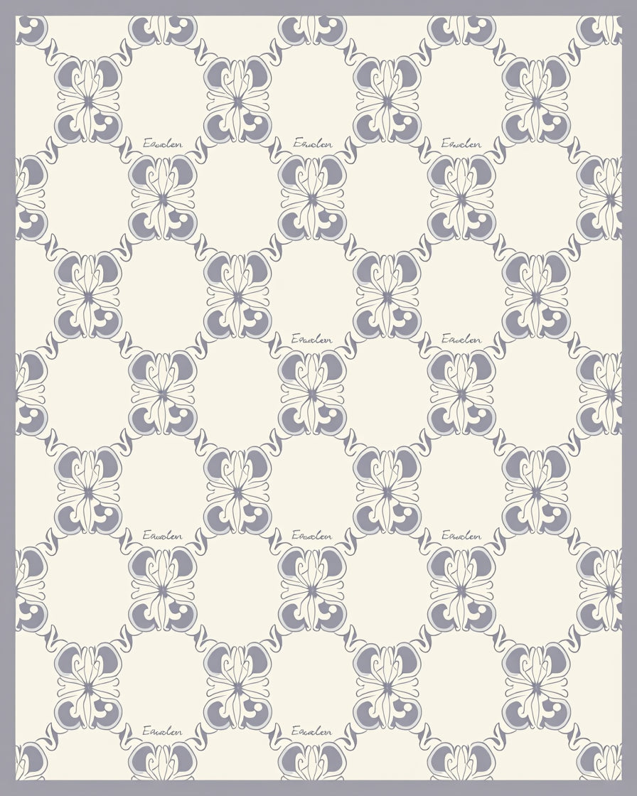 Delicate Grey Floral Lattice Pattern Rug