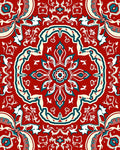 Intricate Floral Medallion Red Pattern Rug