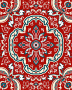 Intricate Floral Medallion Red Pattern Rug