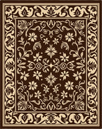 Ornate Floral Garden Cream Brown Rug
