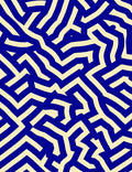 Blue Cream Abstract Maze Pattern Rug