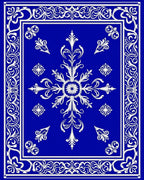 Elegant Blue White Floral Medallion Rug