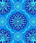 Deep Blue Cyan Floral Medallion Arrangement Rug