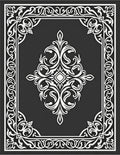 Ornate Black White Scroll Pattern Rug