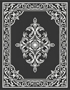 Ornate Black White Scroll Pattern Rug