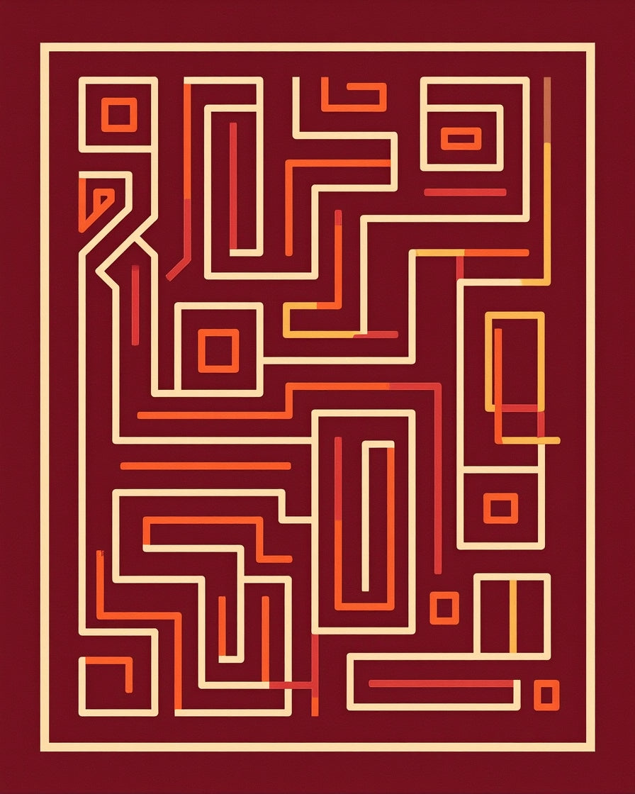 Abstract Geometric Maze Design Rug