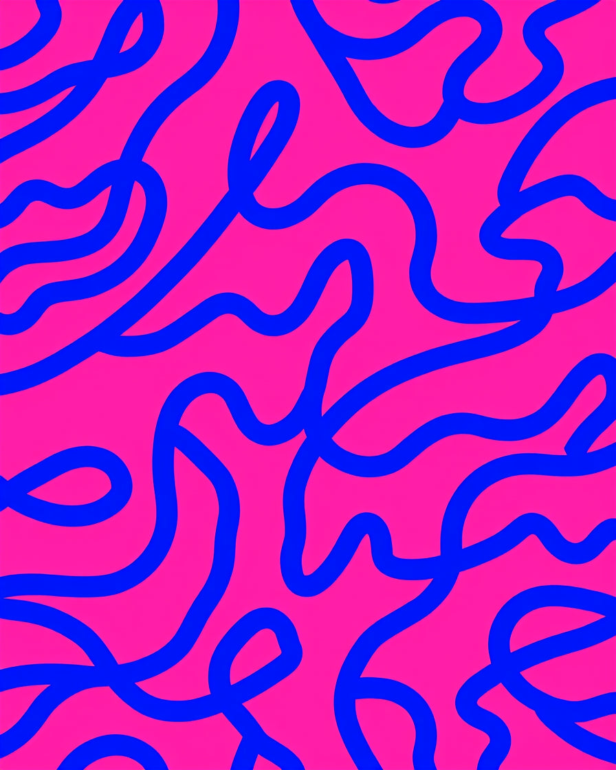 Bold Blue Abstract Line Design Rug