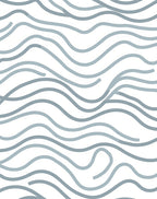 Abstract Wavy Blue Lines Design Rug