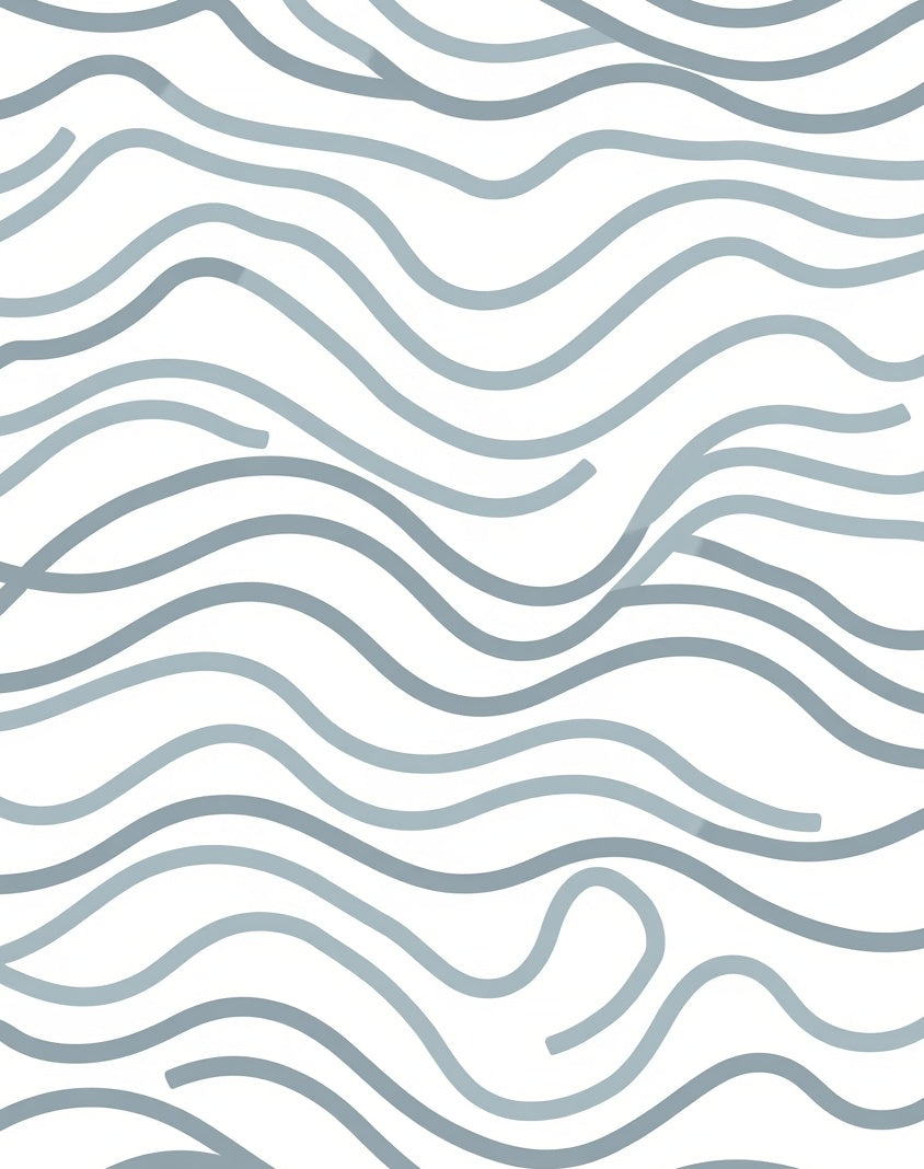 Abstract Wavy Blue Lines Design Rug
