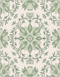 Green Floral Symmetry Pattern Design Rug