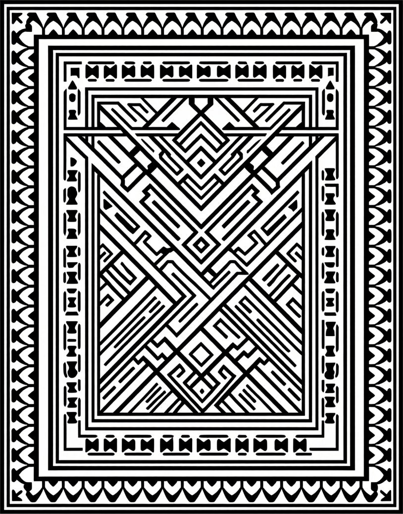 Bold Geometric Maze Motif Rug