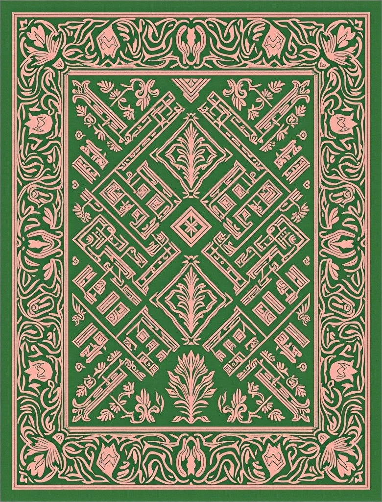 Art Nouveau Floral Geometric Pattern Rug