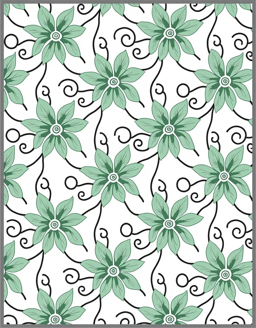 Nature Inspired Floral Swirl Pattern Rug