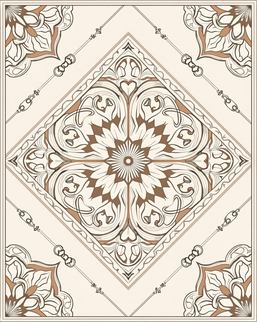 Intricate Floral Mandala Pattern Design Rug