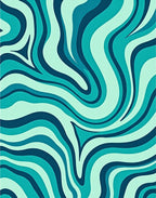 Teal Fluid Wave Abstract Rug
