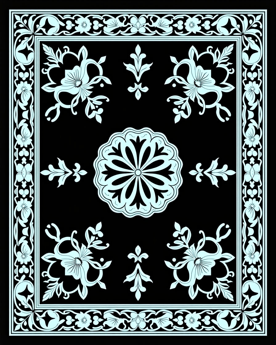 Ornate Floral Medallion Design Rug