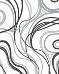 Abstract Swirling Black Gray Pattern Rug