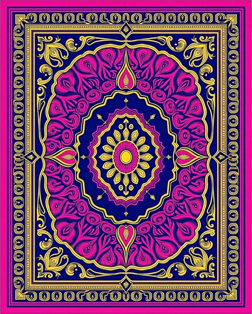Vibrant Floral Swirls Mandala Rug