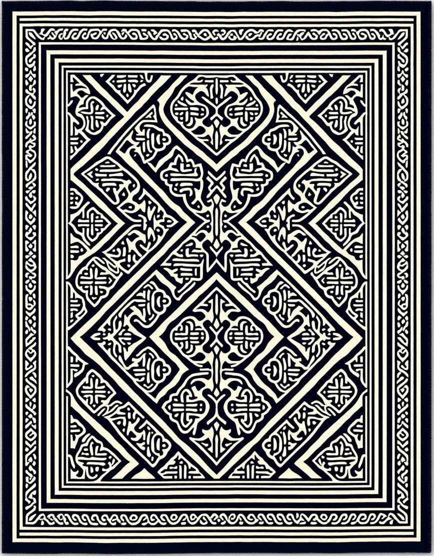 Intricate Medieval Geometric Ornament Rug
