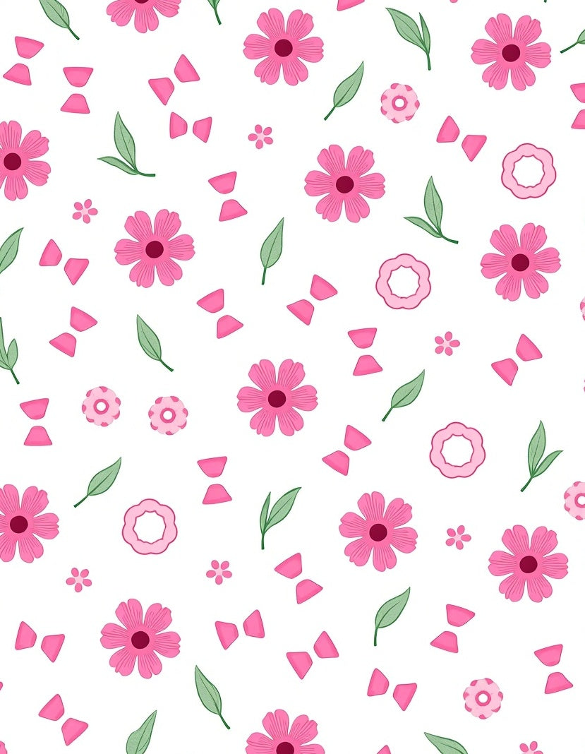 Pink Floral Bow Pattern Rug